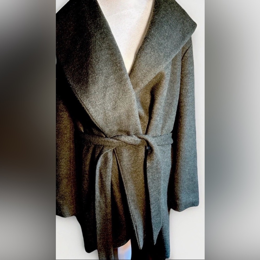 Oversized midi wool Blend Coat Olive Green belted Old Navy City Chic Women XL